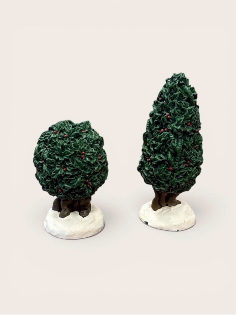 Department 56 Green Holiday Topiary Pair with Red Berries